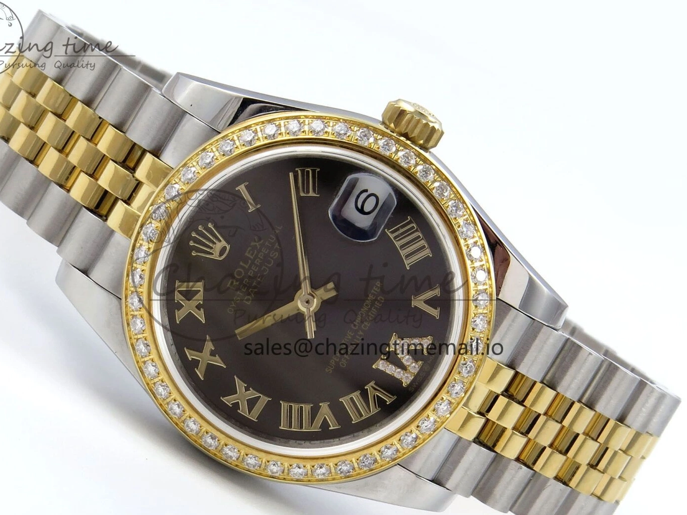 JARF 904L YG Diamonds SS Jubilee Edition Gray 278383RBR Roman 1:1 Best 31 on Steel Bracelet DateJust Dial HZ2236 0502